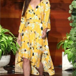 Diane Von Furstenberg Yellow Asymmetrical Wrap Dress